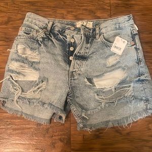 Free People denim shorts.